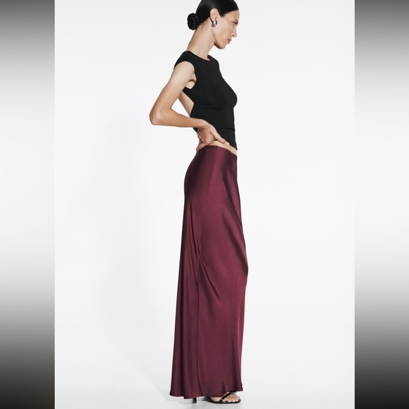 ZARA SATIN EFFECT LONG/ MAXI SKIRT - Picture 8 of 15